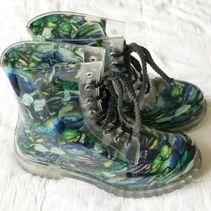 Dirty Laundry Butterfly Lace-Up Rain Boots - 10